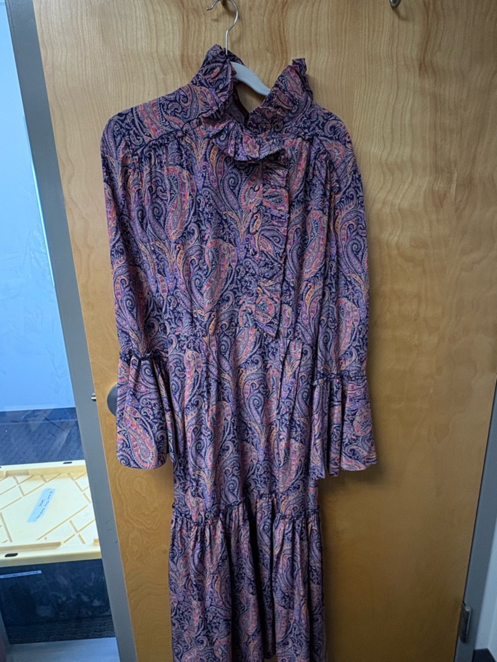 SOLD already. Paisley Ruffle-Neck Maxi Dress in Pink